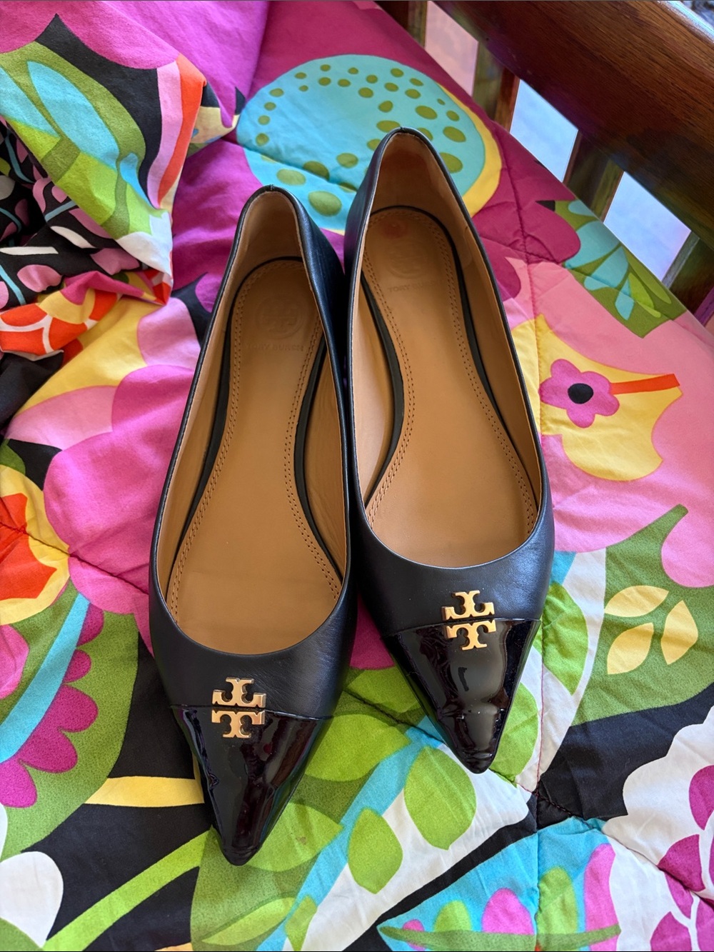 Tory Burch black pointed toe flats